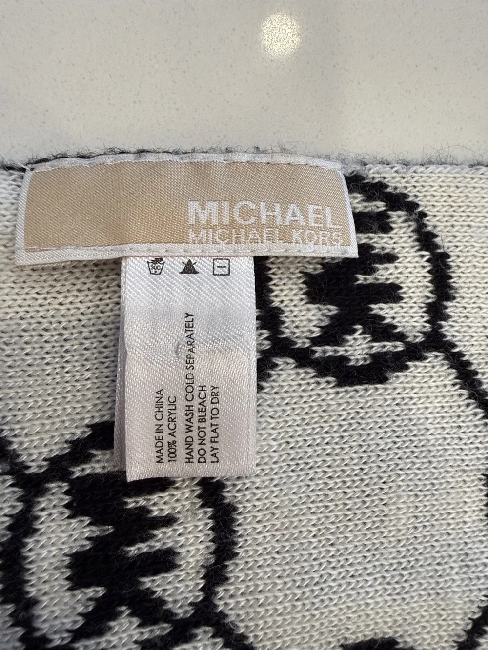Michael Kors Black & White MK Logo Knit Scarf